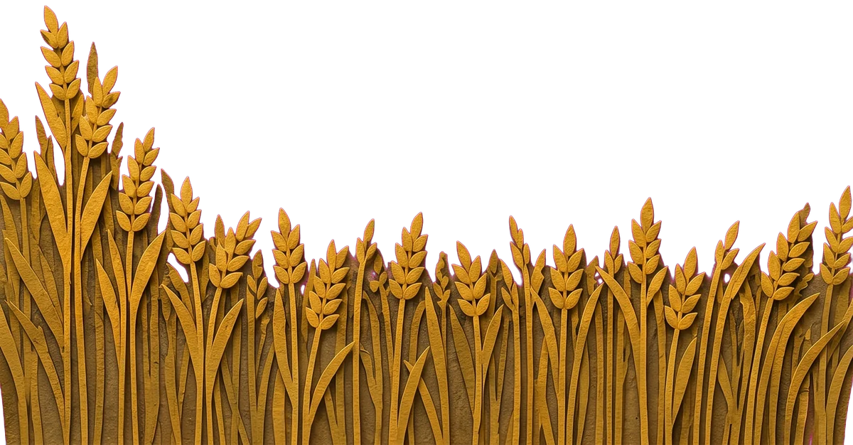 Golden stalks of ripe wheat growing in front of the hem of the Empress's dress
