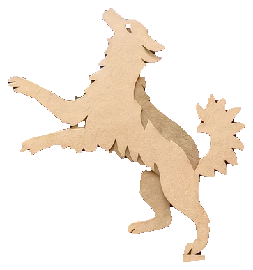 A small white dog leaping up on its hind legs on the red rocks beside the Fool