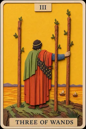Three of Wands card