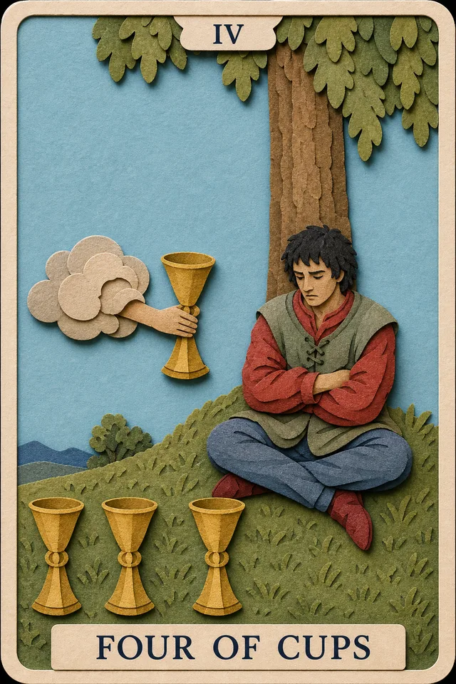 Four of Cups card, upright