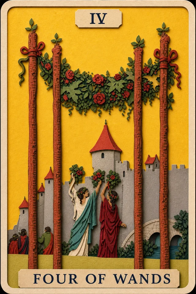 Four of Wands card, upright