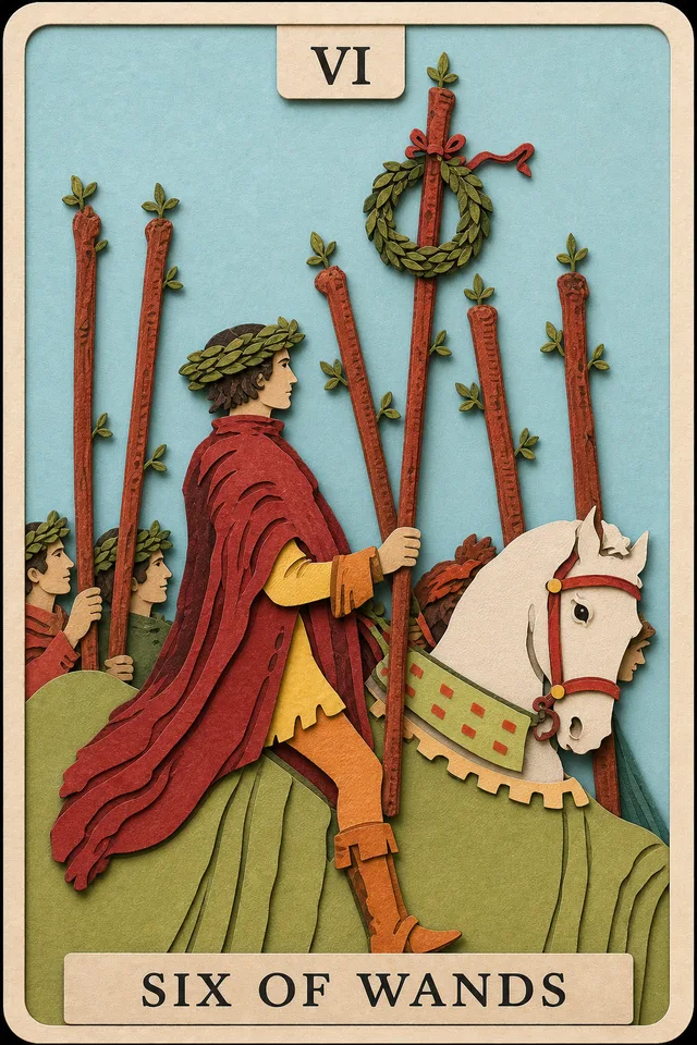 Six of Wands card, upright