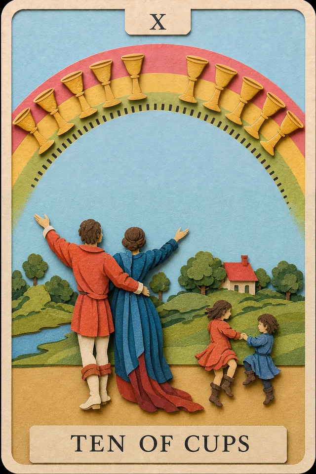 Ten of Cups card, upright