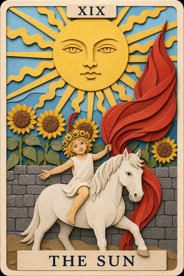 The Sun card, upright