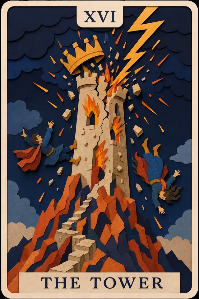 The Tower card, upright